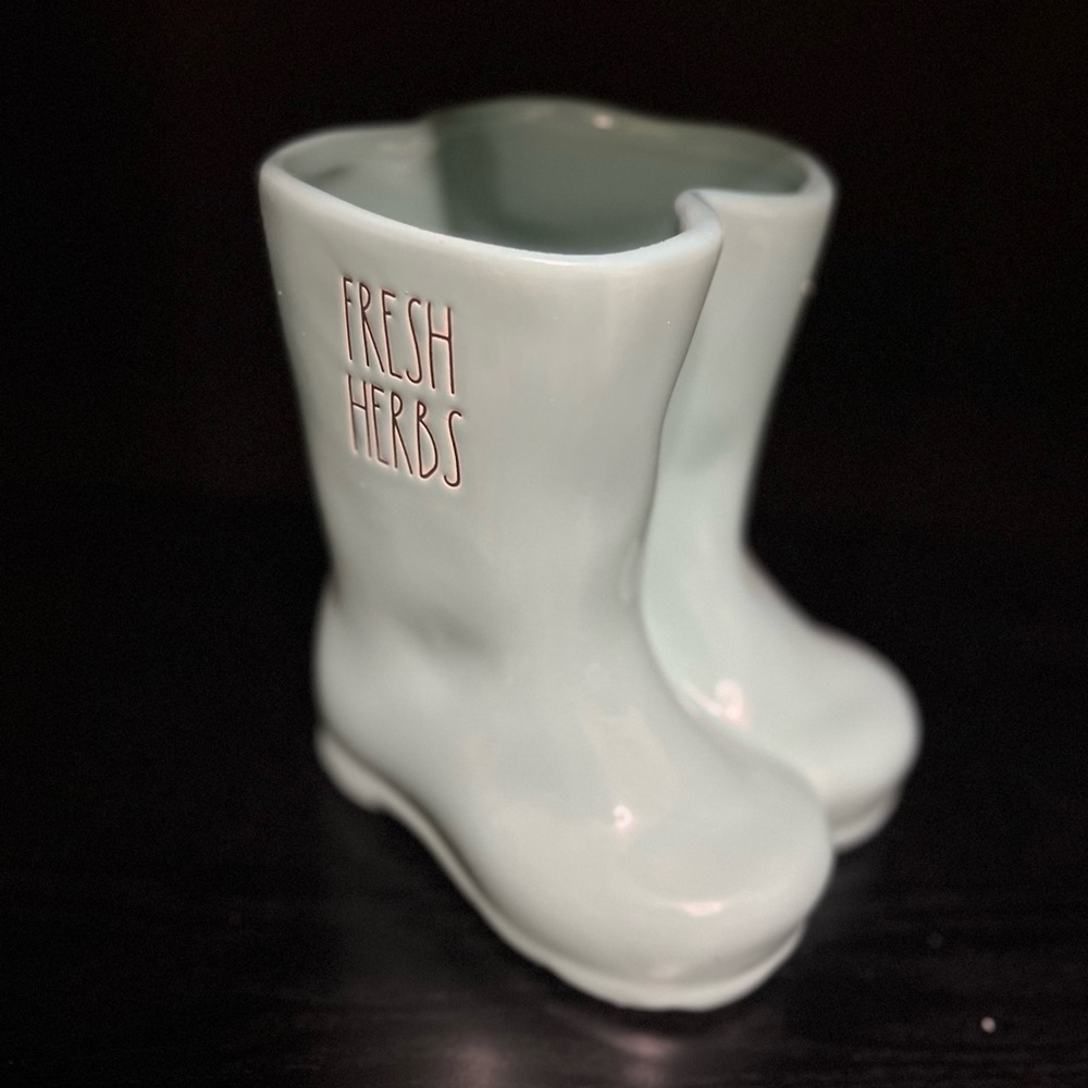 Rae Dunn Fresh herbs blue boot vase/planter
